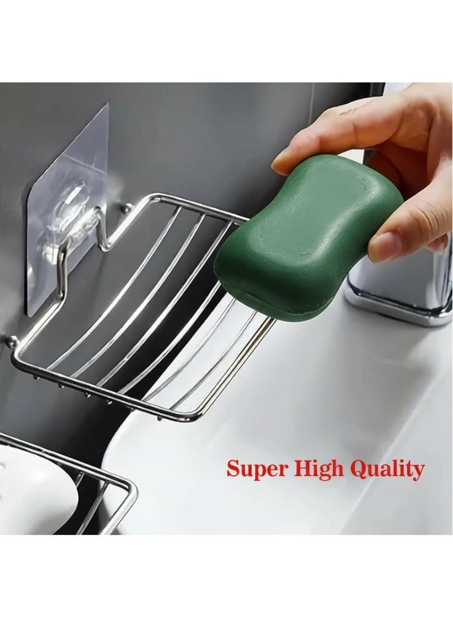 دونيكارت حامل صابون ذاتي اللصق، صينية إسفنج من الفولاذ المقاوم للصدأ للتثبيت على الحائط بدون حفر، منظم تخزين مقاوم للصدأ للحمام والمطبخ والاستحمام - فضي - Image 3